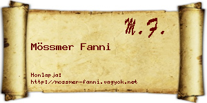Mössmer Fanni névjegykártya